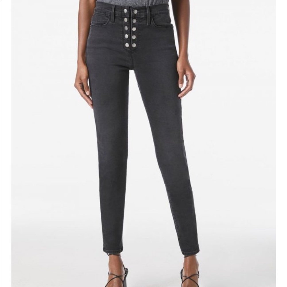Frame high rise snap up skinny jean